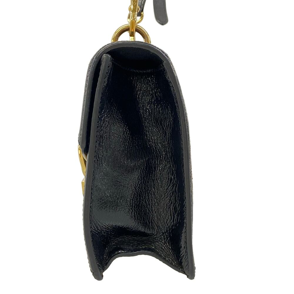 Gucci Sylvie Small Shoulder Bag 524405 Dark Brown Black Multi Velour Patent - Picture 4 of 15